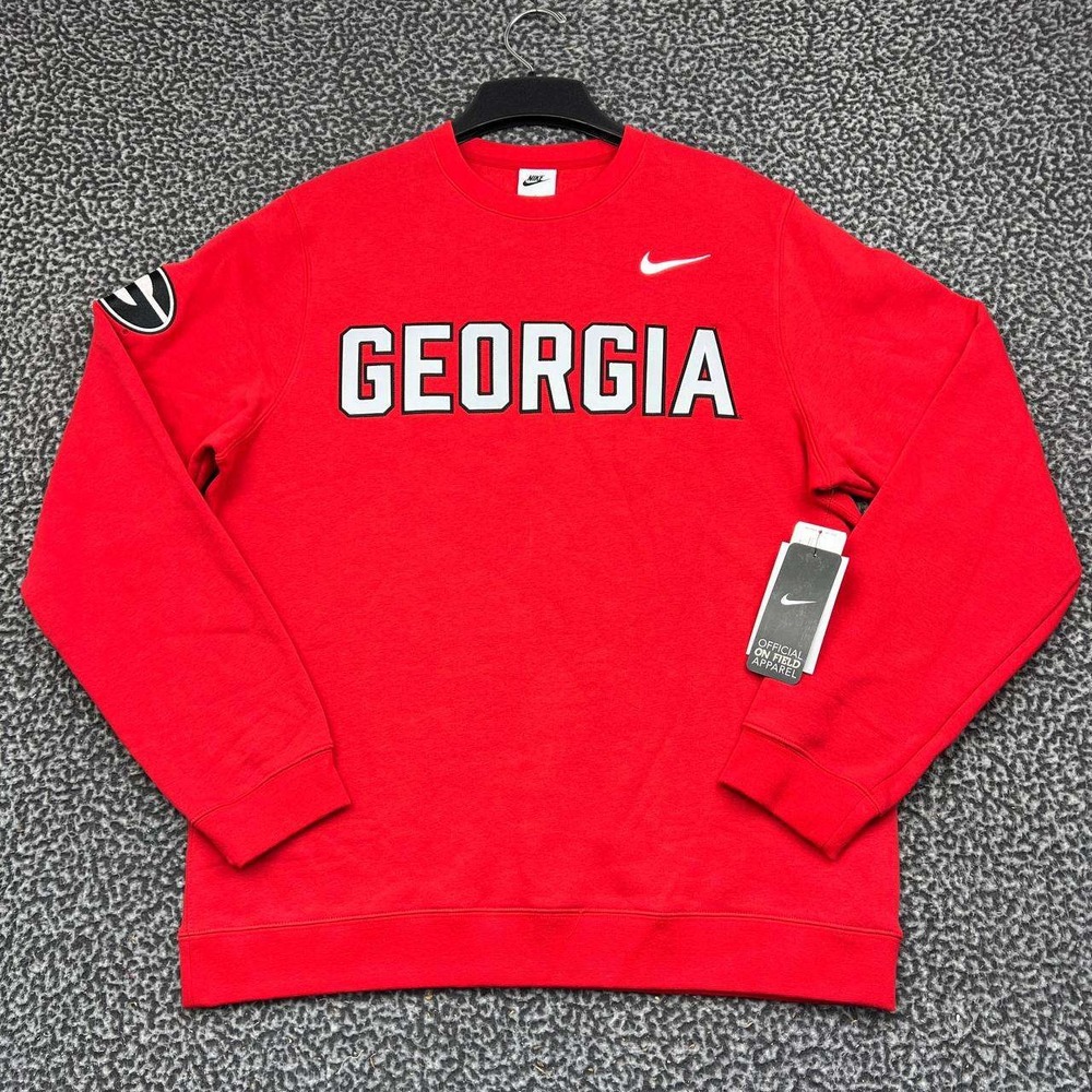 Nike Georgia Bulldogs Sweatshirt Men Large Red Crewneck Pullover New L